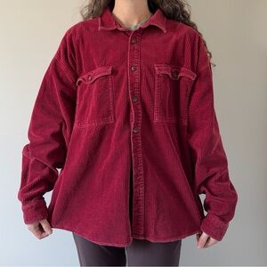 Original Used Red Corduroy Button-Up Shirt